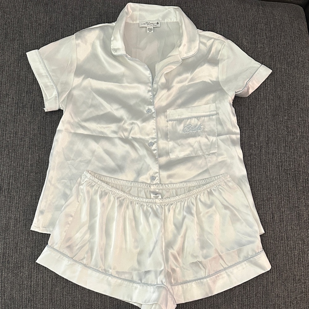 Bride White Satin Pajama Set